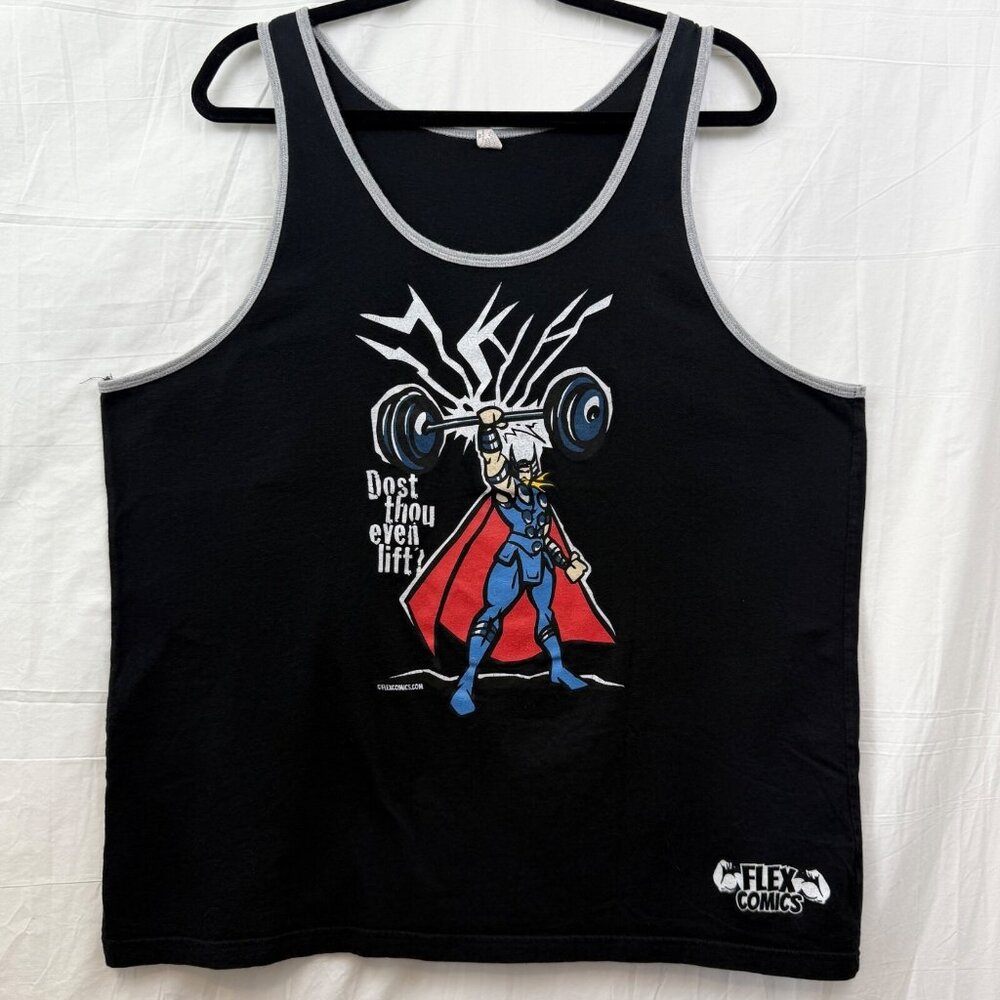 Flex Comics Thor Dost Thou Even Lift Workout Tank Unisex XL Black